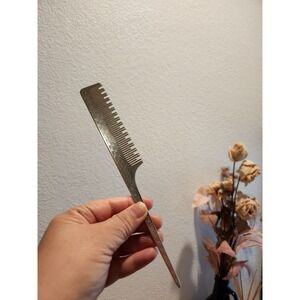 Vintage Metal Comb Made in Italy‎ Ornate Pattern Handle Styling Tool